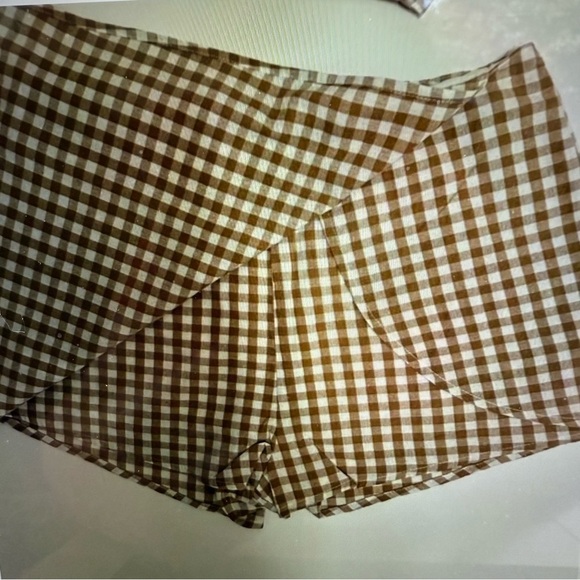 Cotton Candy, brown, and white gingham crop top and skirt set - Picture 4 of 5